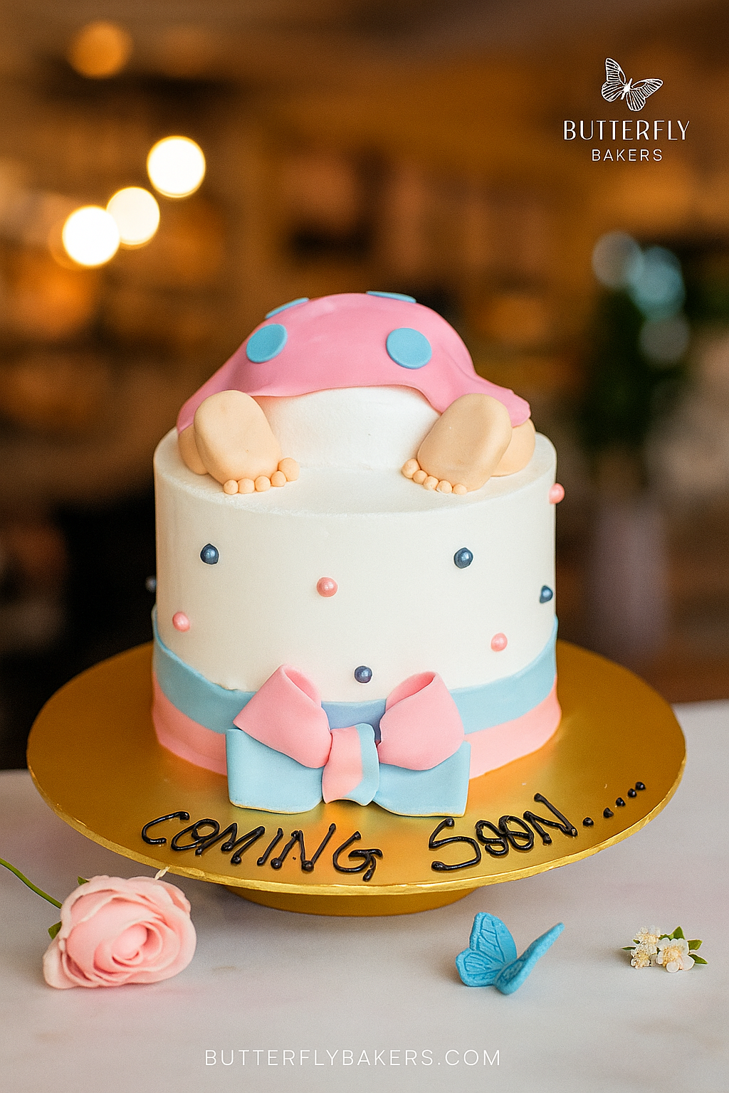 Elegant baby shower cake