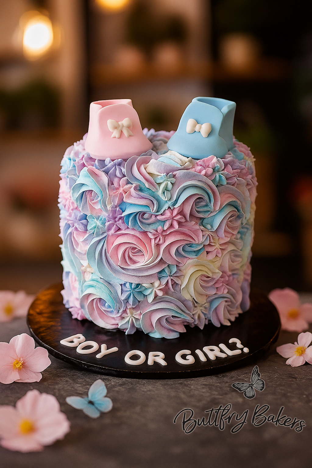Pink and blue cake