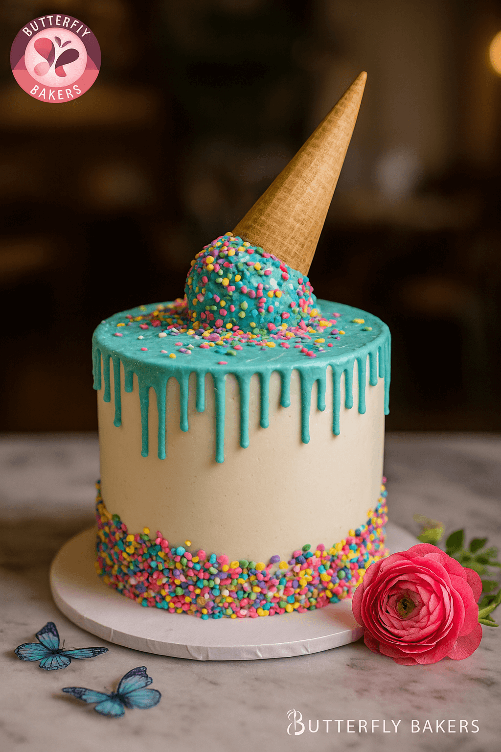 Ice cream cone theme cake