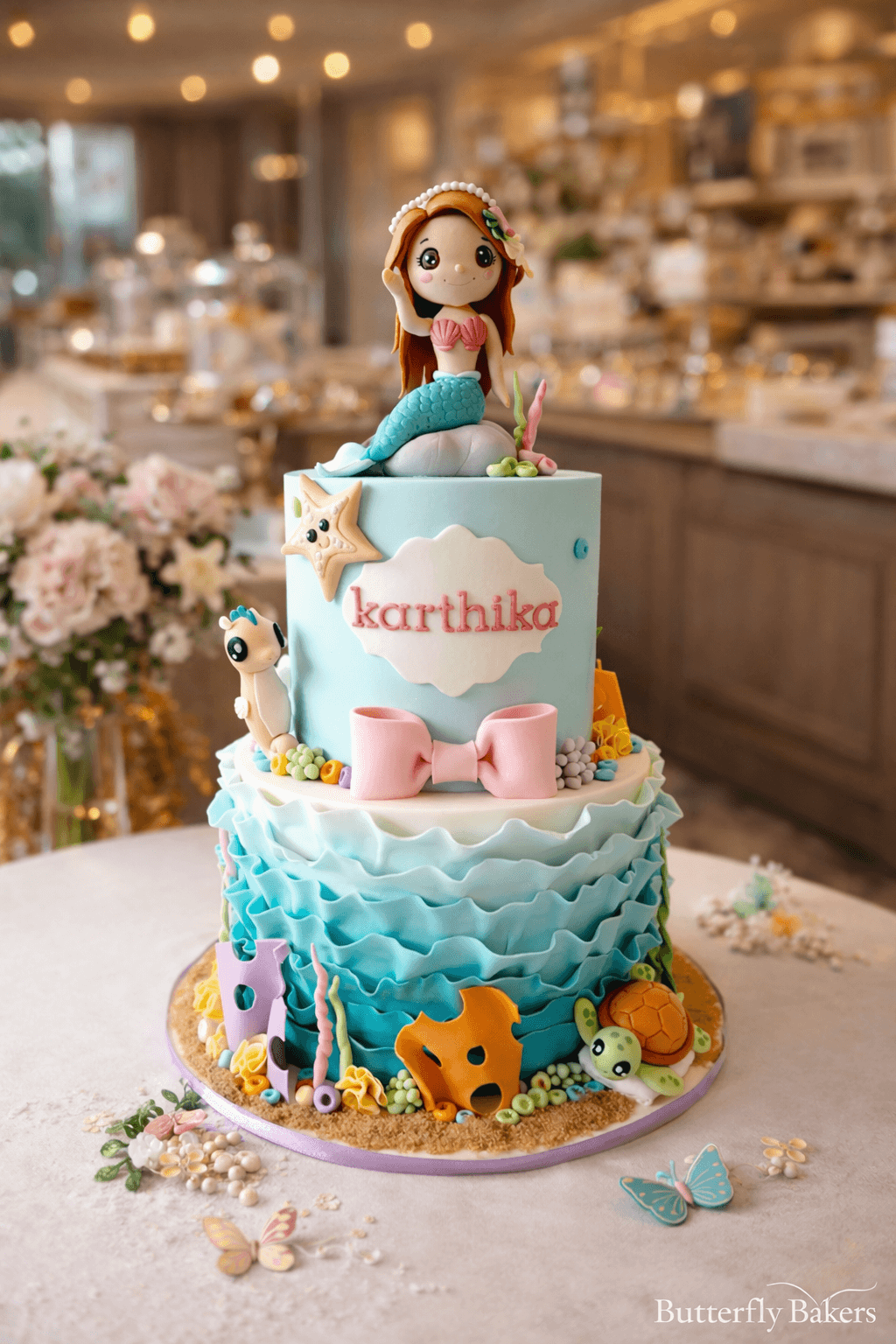 Mermaid semi fondant cake