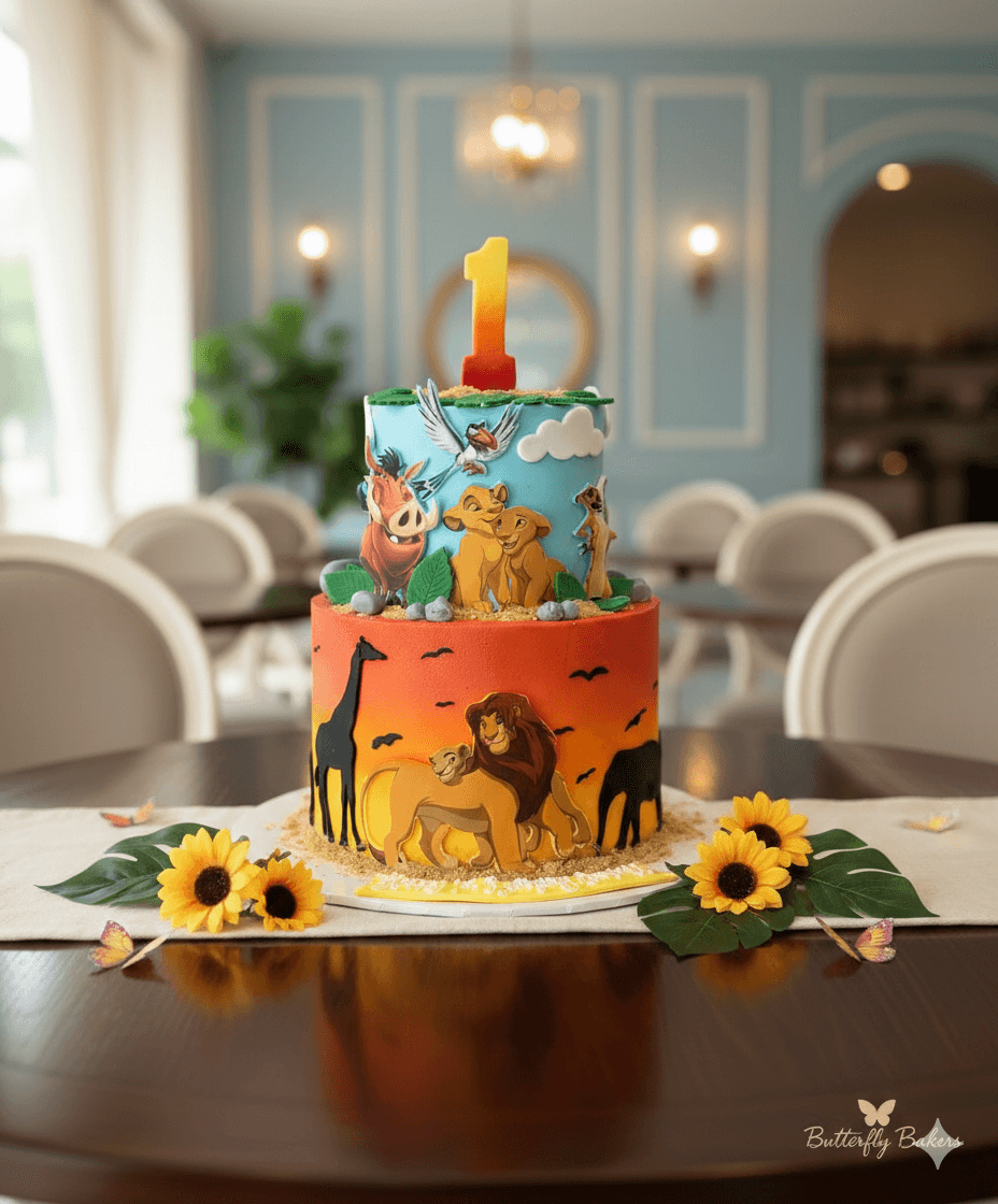 Lion King Safari First Birthday Cake