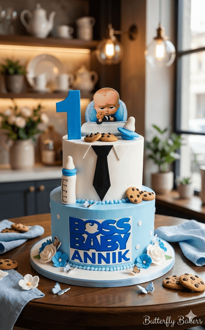 Boss baby first birthday cake