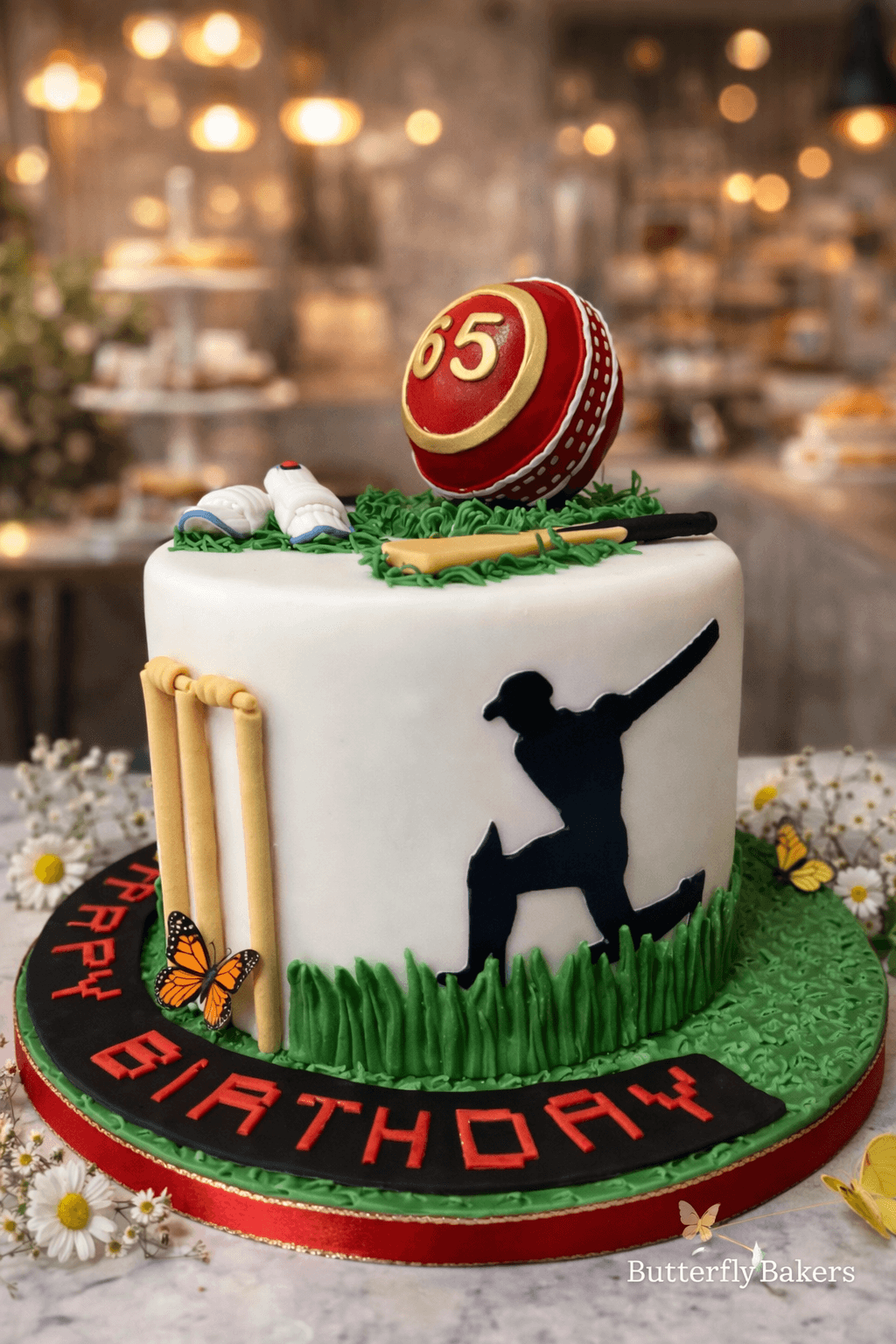 Cricket theme cake