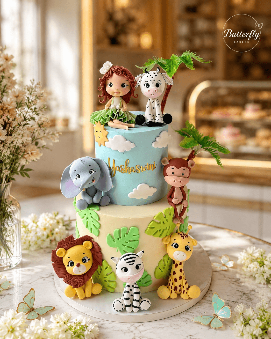Baby girl first birthday cake 