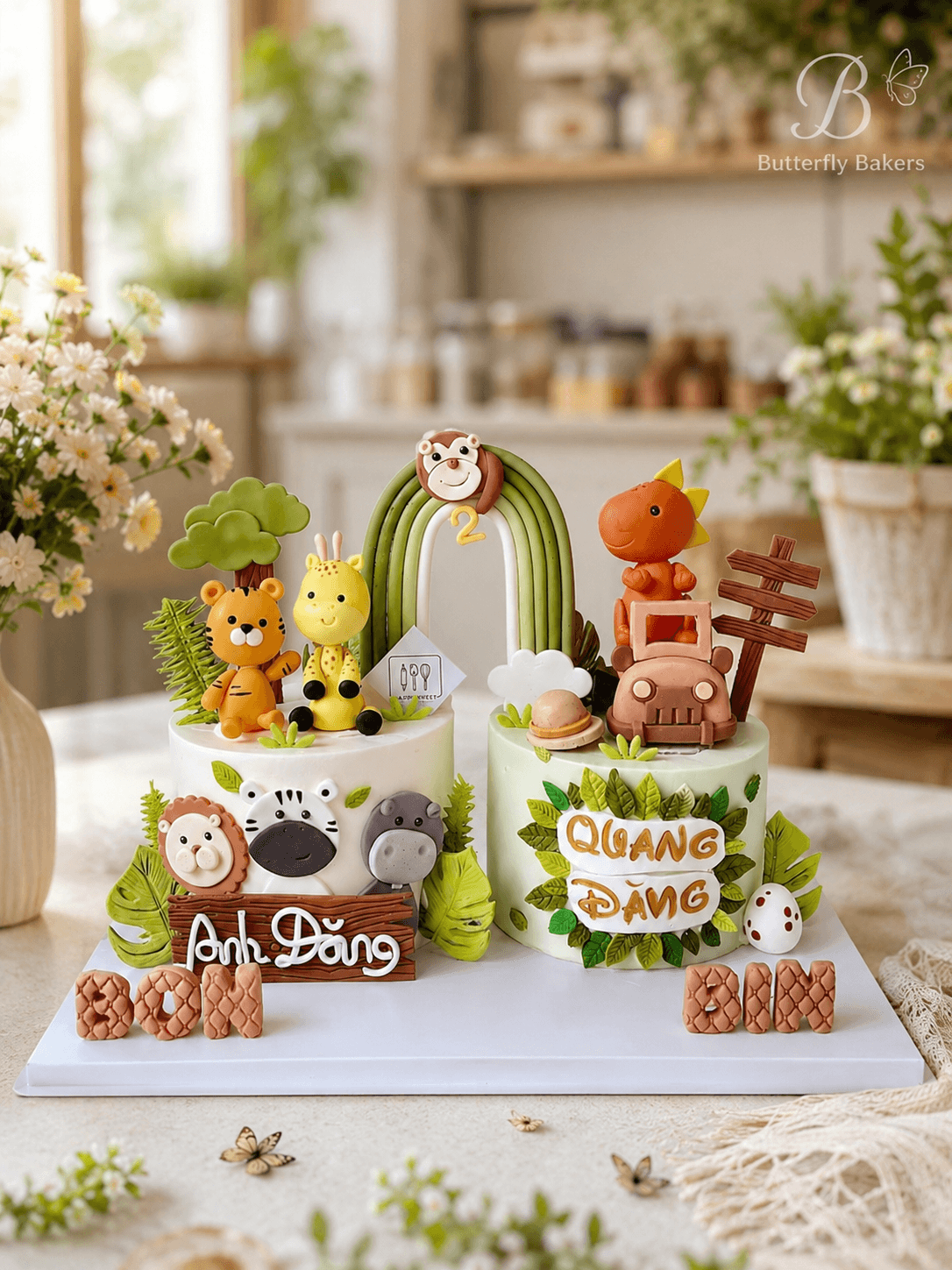 Animal cake for twins
