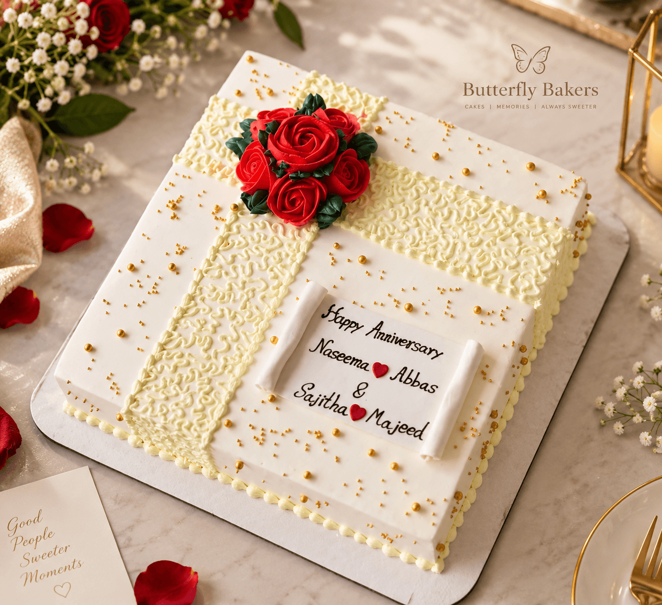 Square anniversary sheet cake