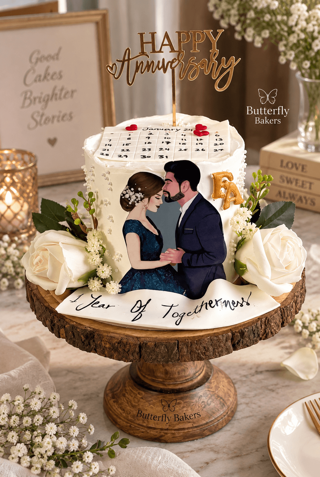 Calander and couple cake