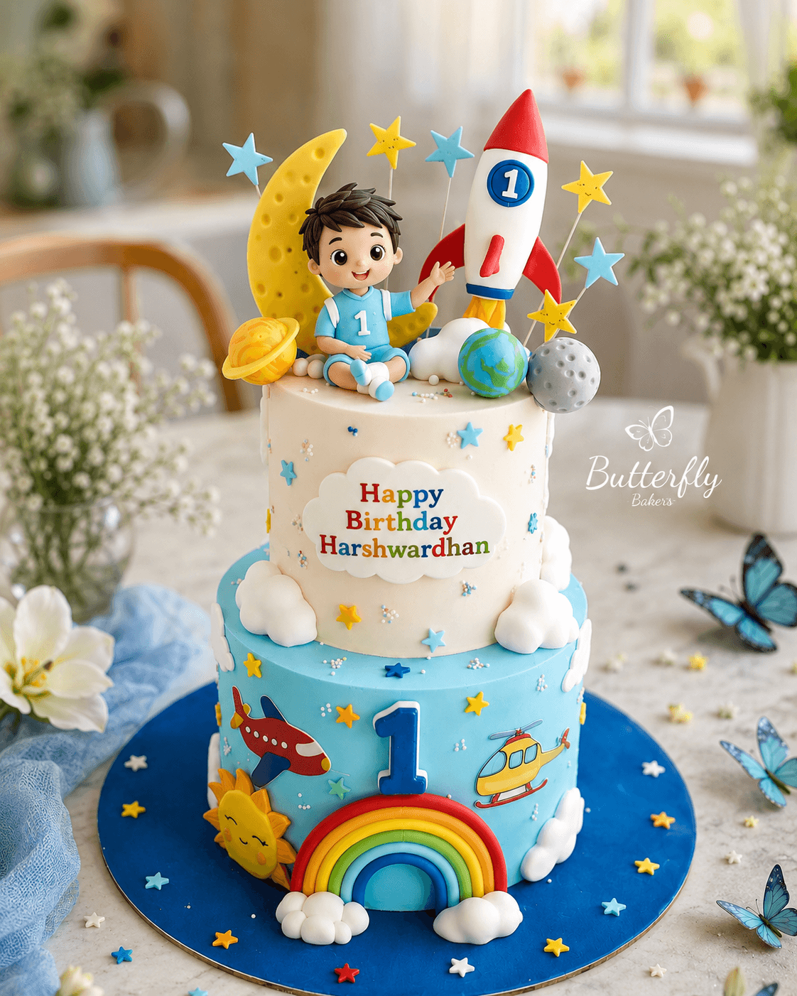 First birthday space theme cake
