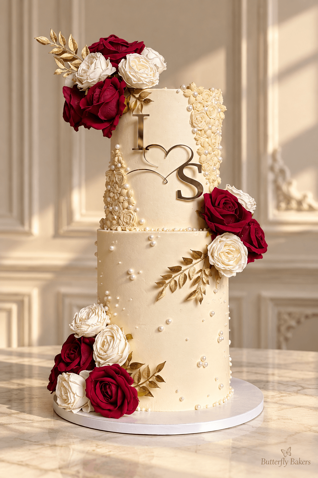 Red touch engagement cake