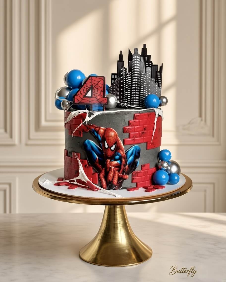 Red spiderman cake 